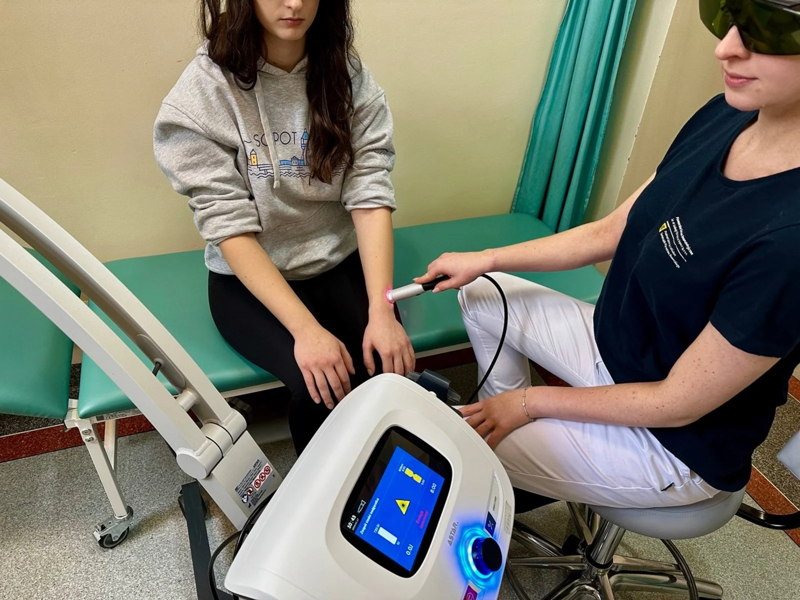 A treatment using specialist equipment at the rehabilitation centre.